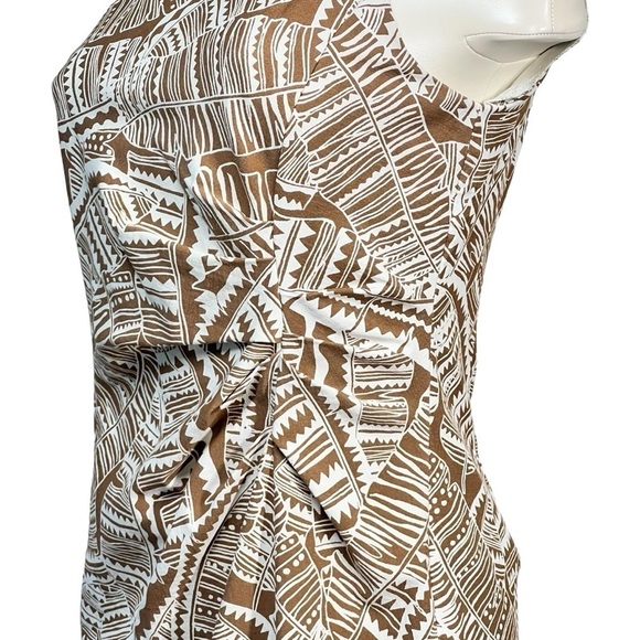 J. MCLAUGHLIN Brown White Tropical Sleeveless Anne Sheath Dress Size 8 - Picture 7 of 16